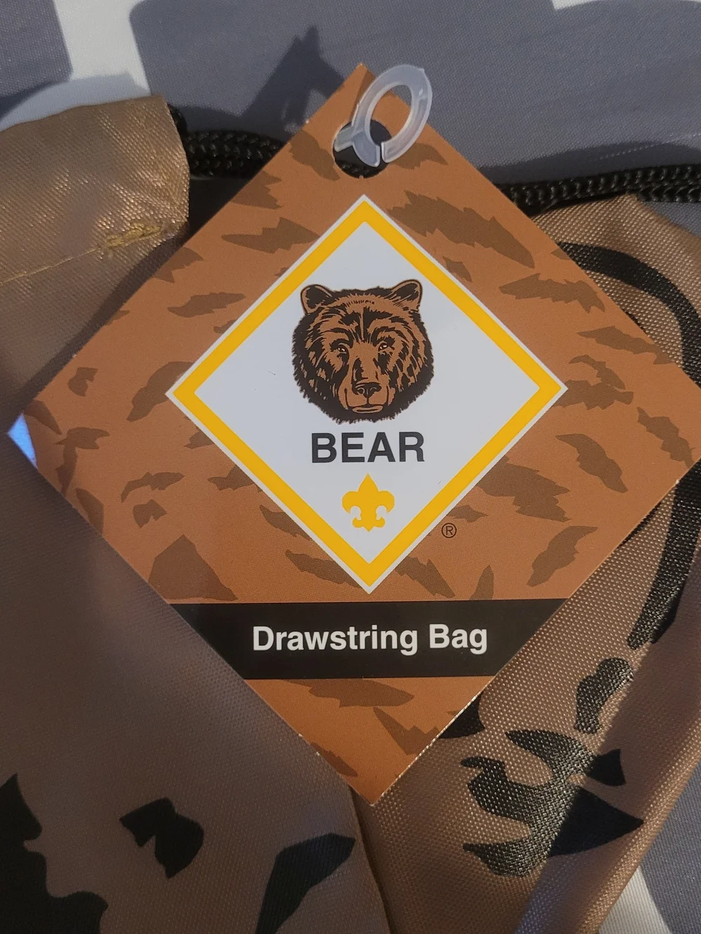 Brown Bear Print Drawstring Backpack - Cub Scouts Bear Rank
